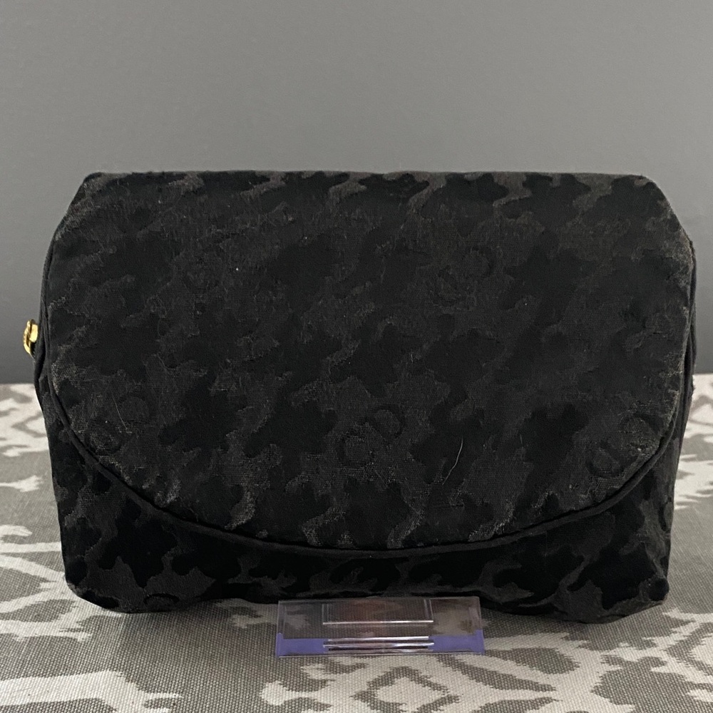 Christian Dior Black Houndstooth Canvas Cosmetic Pouch